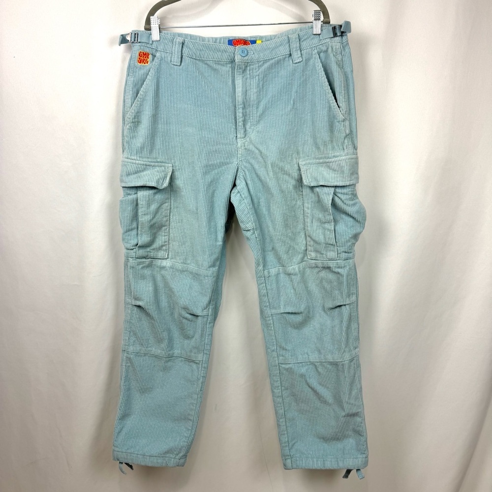 Empyre Light Blue Corduroy Cargo Skate Pants Baggy Relaxed Fit Men’s Sz 34 Y2K - Picture 4 of 16